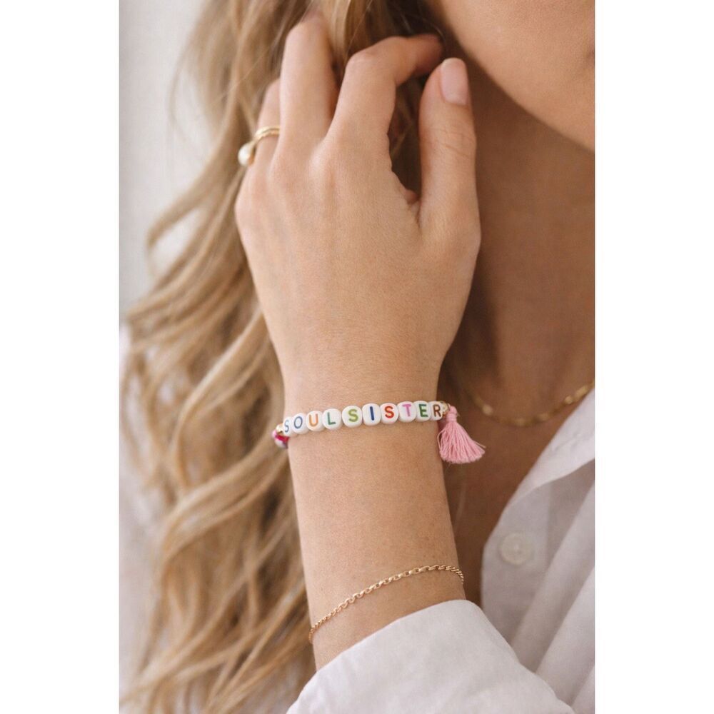 Soul Sister Beaded Friendship Bracelet Gold Tone Tassel Women Girls Gift New